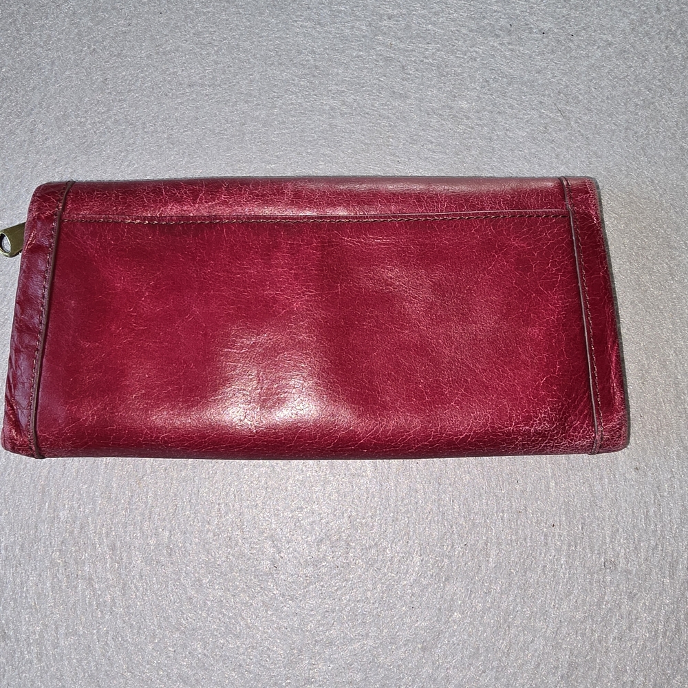 HOBO Leather Fold-Over Clutch in Deep Wine - Picture 2 of 12